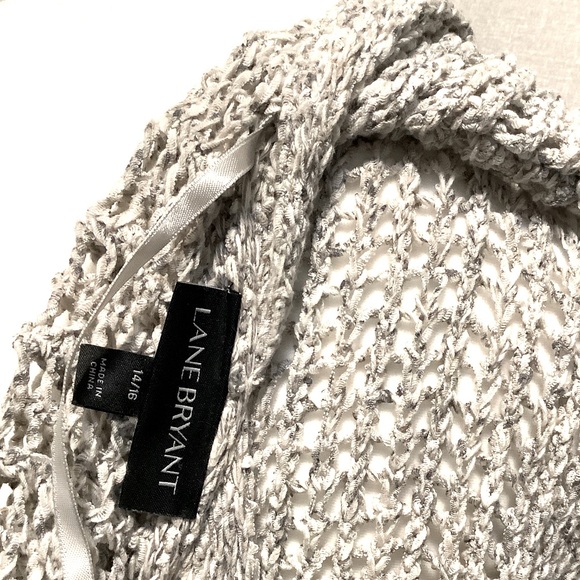 Lane Bryant Open Knit Sweater Cardigan - Women | Color: Grey | Size: 14/16 - Picture 8 of 8